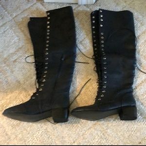 Over the knee lace up boots